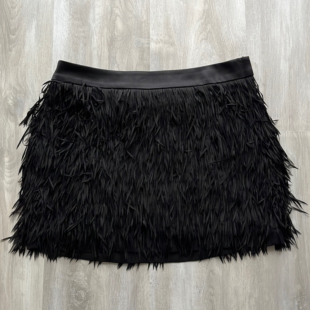 Express Mini Black Skirt with Fringes